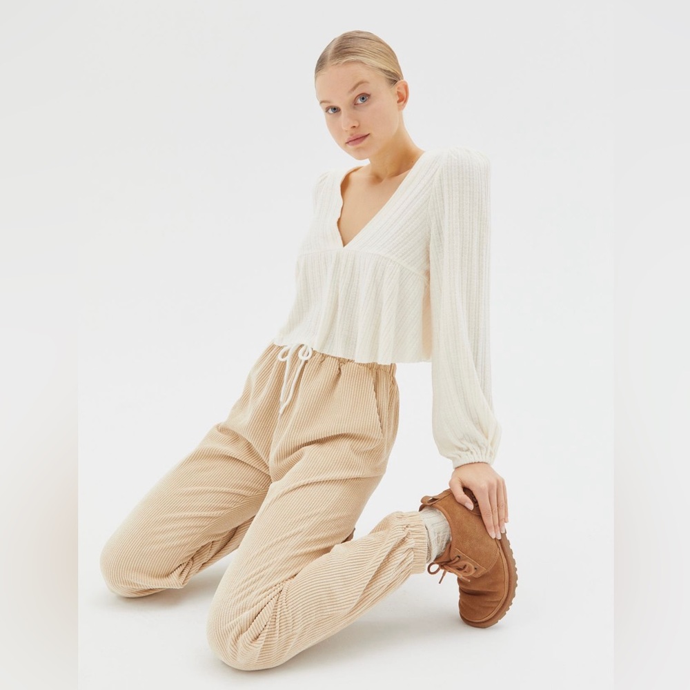 UO Prairie Ribbed Babydoll Top